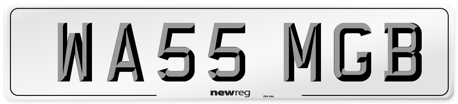 WA55 MGB Number Plate from New Reg